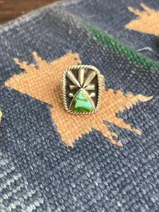 Handmade Sterling Silver Sonoran Mountain Turquoise Adjustable Ring Signed Nizhoni