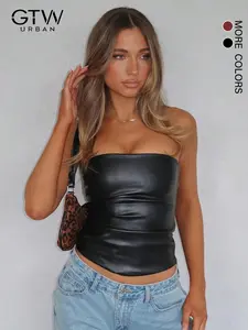 Women's Sexy PU Bustier Top, Fashionable Summer for All Seasons, Fitted Style with Moderate Thickness
