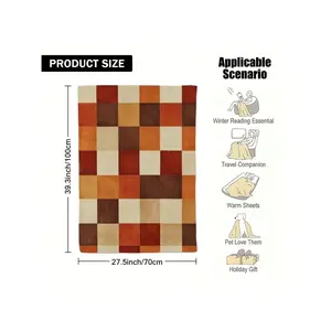 1pc & Soft Autumn Plaid Throw Blanket - Cozy, Warm Flannel Blanket With Red, Orange, Brown, And Beige Check Pattern Bed, Sofa, Office, Camping, And Travel - All-Season, Cozy Idea |   Check Pattern Throw |   Soft Flannel