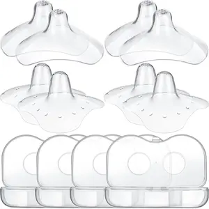 8 Pcs Nipple Shields for Nursing Newborn Breastfeeding 20 mm 15 mm Nipple Shield Bulk Silicone Protector with Clear Carrying Case for Protecting Sore, Flat or Inverted