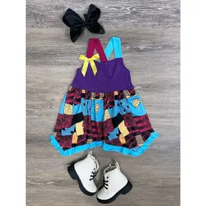Sally Nightmare Girls or Toddler Sleeveless Ruffle Trim Halloween Dress Up Costume Outfit