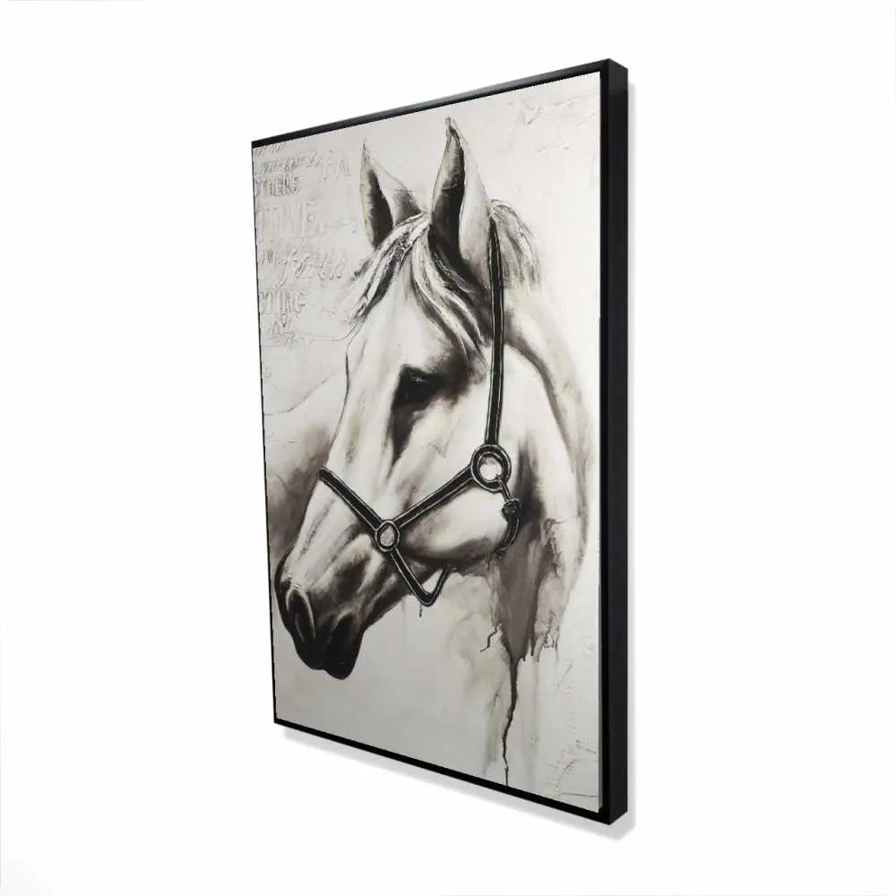 Begin Home Decor 2081-3624-AN70 24 x 36 in. Flicka The White Horse - Framed Canvas for Farmhouse Decor
