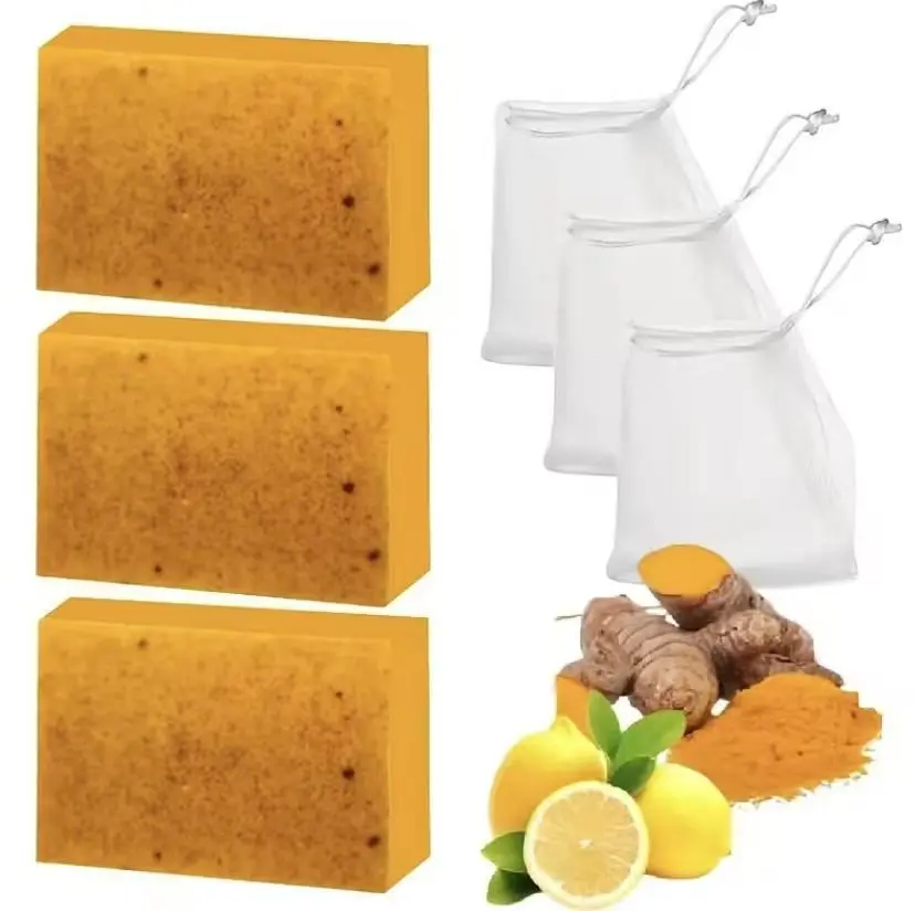 3 Pack Kojic Turmeric Cleansing Bar Soap Mild Deep Pore Clean Face & Body Daily Skin Care Soap For All Skin Types