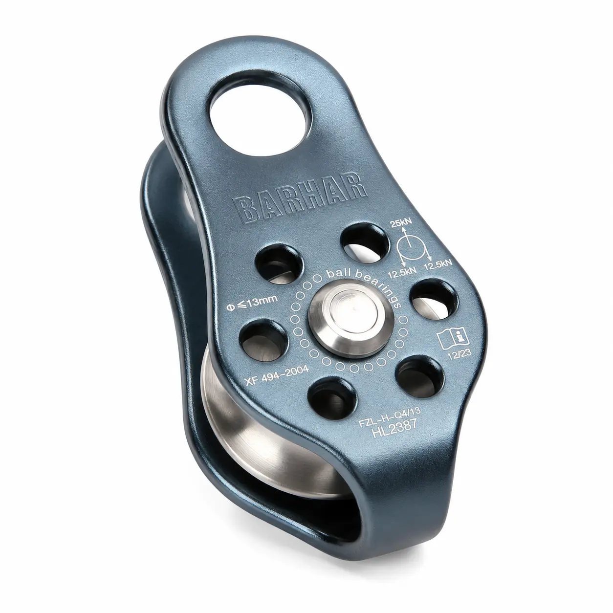 BARHAR Heavy Duty Single Pulley Block, 25kN Aluminum Alloy Rope Pulley for 4-13mm Rope/Cable, Stainless Steel Sheave Ball Bearing Pulley for Climbing, Rigging, Lifting, Rescue & Tree Work
