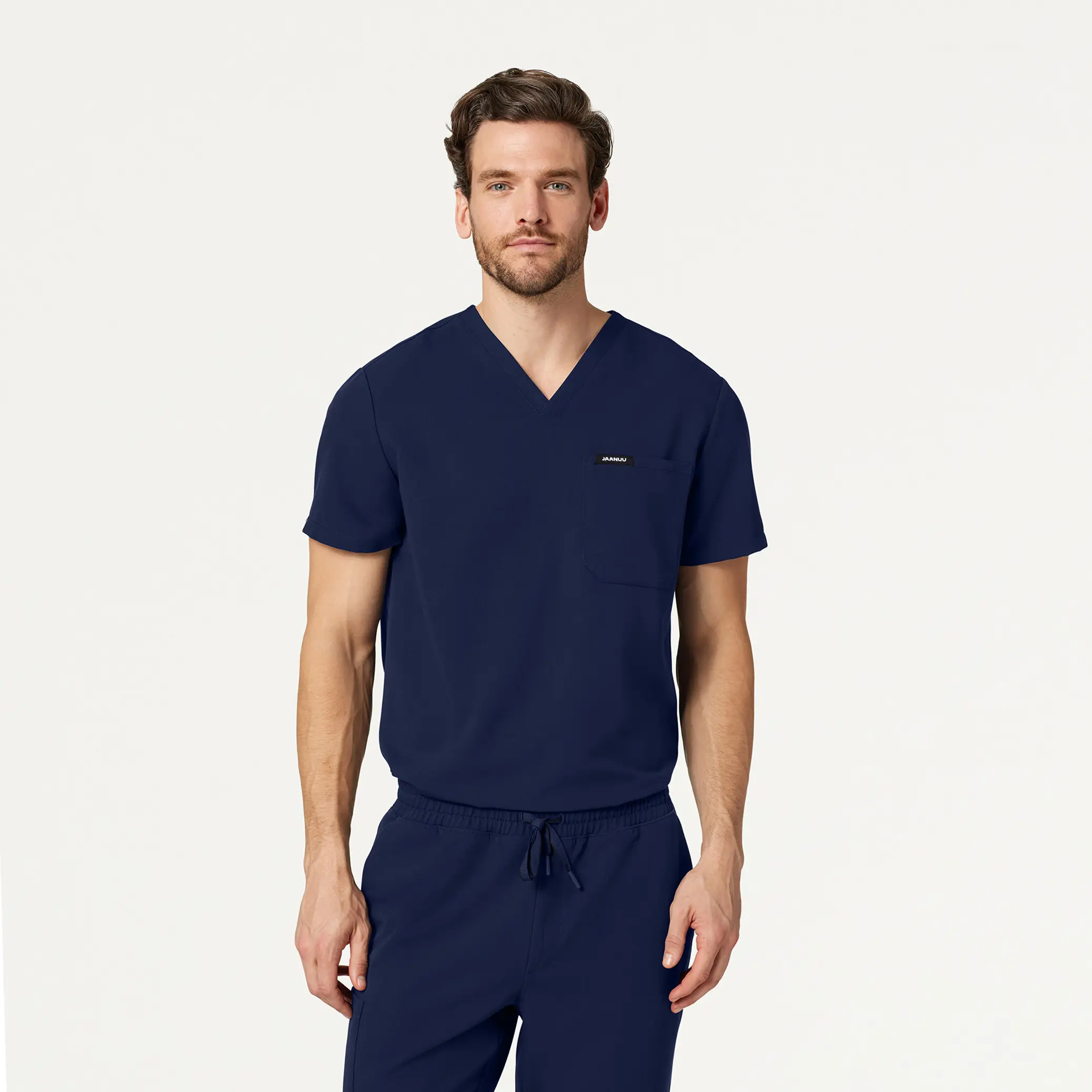 JAANUU Holmes Everyday 1-Pocket Scrub Top, UltraLAST 4-Way Stretch Fabric, Water-Repellent, Wrinkle & Fade Resistant, Durable & Comfortable Medical Wear, Spandex, Uniforms, Menswear, Workwear