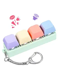 1pc Mechanical Fidget Keyboard Clicker,Keyboard Keychain Decompression Anxiety Fidgets 4 Keycap Button Stress Relief Gifts Stress Relief Gadget Stress Relieving Accessory for Adult Women to Relief Stress Pass Time