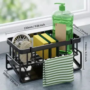 Kitchen Sink Sponge Rack – Self-Draining Organizer for Brushes, Soap & Scrubbing Tools, Space-Saving Over Sink Caddy,dish drying racks, kitchen organization