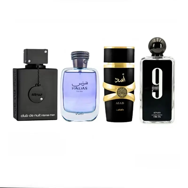 Mega combo Afnan 9pm + Club de Nuit Intense Man + Lattafa Asad + Hawas | 3.4 fl.oz | bundle | Men’s fragrances Mega combo Afnan 9pm + Club de Nuit Intense Man + Lattafa Asad + Hawas | 3.4 fl.oz | bundle | Men’s fragrances