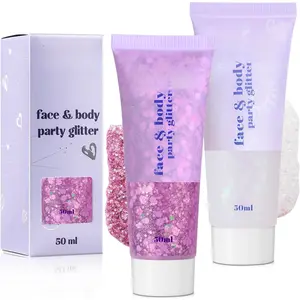 2 Pack   Glitter, 100ml Pink and White Glitter Gel Makeup for Women Girls , Singer Concerts Festival Rave Accessories, Chunky  Sequins Glitter