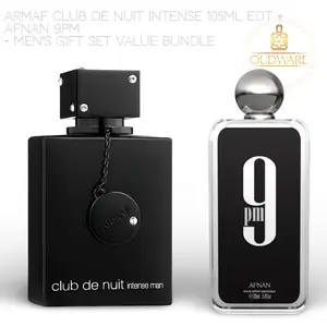 Armaf Club De Nuit Intense For Men EDT 105ml (3.6 Oz) + Afnan 9PM EDP 100ml (3.4 Oz) - For Men - Fragrance Value Bundle - Luxury Fragrance Gift Set For Men, Edp Perfume Spray, Vanilla Patchouli Fragrance