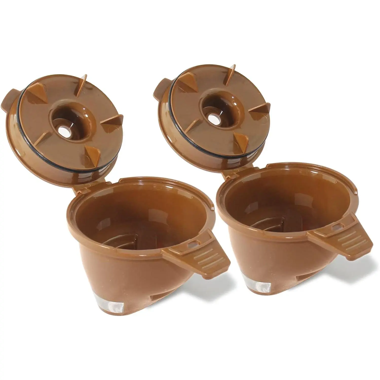 2-Pack Reusable Plastic Single Serve Coffee Filter Brew Basket for Hamilton FlexBrew Coffee Maker Models 49974 49975 49976 49979 49957 49954 49947 49940 49950 49966 49968, Dishwasher Safe, Enhanced Filtration, Brown