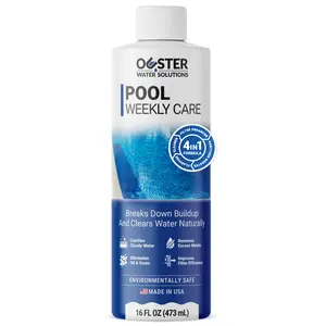 Ouster 4-in-1 Pool Weekly Pool Care - Clarifier for Crystal Clear Water - Removes Phosphates, Prevents Scum Lines, Clears Cloudy Water - Works with Chlorine & Saltwater Pools - Made in USA - 16 Fl Oz