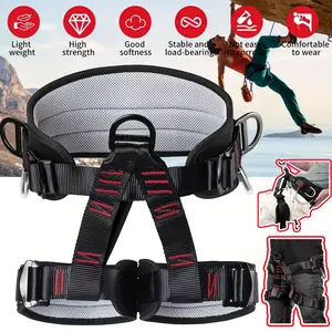 Professional Safety Harness - Thickened Safety Belt with Adjustable Straps, Breathable Mesh & Reflective Strips for Roofing Rock Climbing, Rappelling, Tree Climbing - Durable Outdoor Adventure Gear for Men, Climbing Accessories, Secure Waist Harness