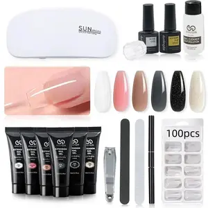Professional Poly Gel Nail Kit Complete with UV Light, 6 Colors Gel Nail Extension Starter Kit, Great for Beginners with Everything, Nail Art DIY at Home
