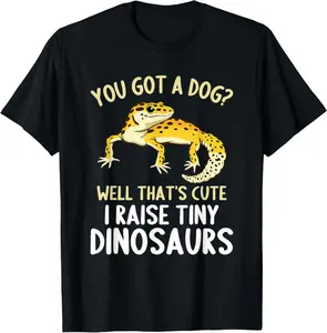 100% Cotton Leopard Gecko Funny I Raise Tiny Dinosaurs Leopard Gecko T-Shirt