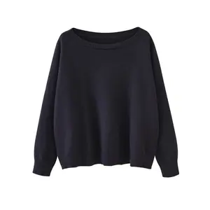 Women's Solid Color Scoop Neck Sweater, Casual and Comfortable, Versatile Solid Color Clothes Hoodie