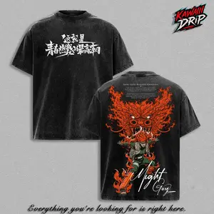 Might Guy Vintage T-Shirt - Night Guy Eight Gates Narutoo Anime Double Printed Vintage Clothes Washed Tee Unisex Oversize Anime Manga Washed Heavyweight Cotton T-Shirt
