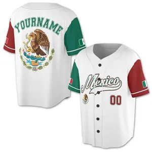 Custom Mexico Flag Baseball Jersey Personalized Name & Number