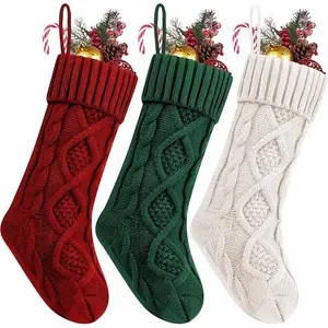 Christmas Stockings 18" Knitted Stocking Gifts & Decorations for Xmas tree gift Traditional Door Room Wall Ornaments