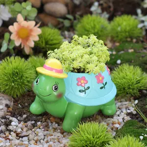 Charming Turtle Shape Succulent Plant Pot with Drainage Holes, Resin Garden Planter for Indoor Outdoor Decor, Ideal Home Office Gift