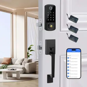 Keyless Entry Door Lock with Handles, Fingerprint Deadbolt Door Lock, Smart Door Locks for Front Door, Full APP Control Electronic Digital Keypad Lock, Easy to Install, Black, Satin Nickel, Aged Bronze