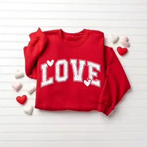 Retro Love Valentines Heart Sweatshirt, Teacher Valentines Sweater, Womens Valentine Graphic Gift - LORA ATCHER