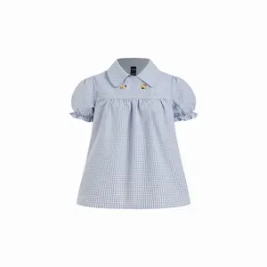 Cider Cotton-blend Plaid Puff Sleeve Oversized Blouse SwimWeek
