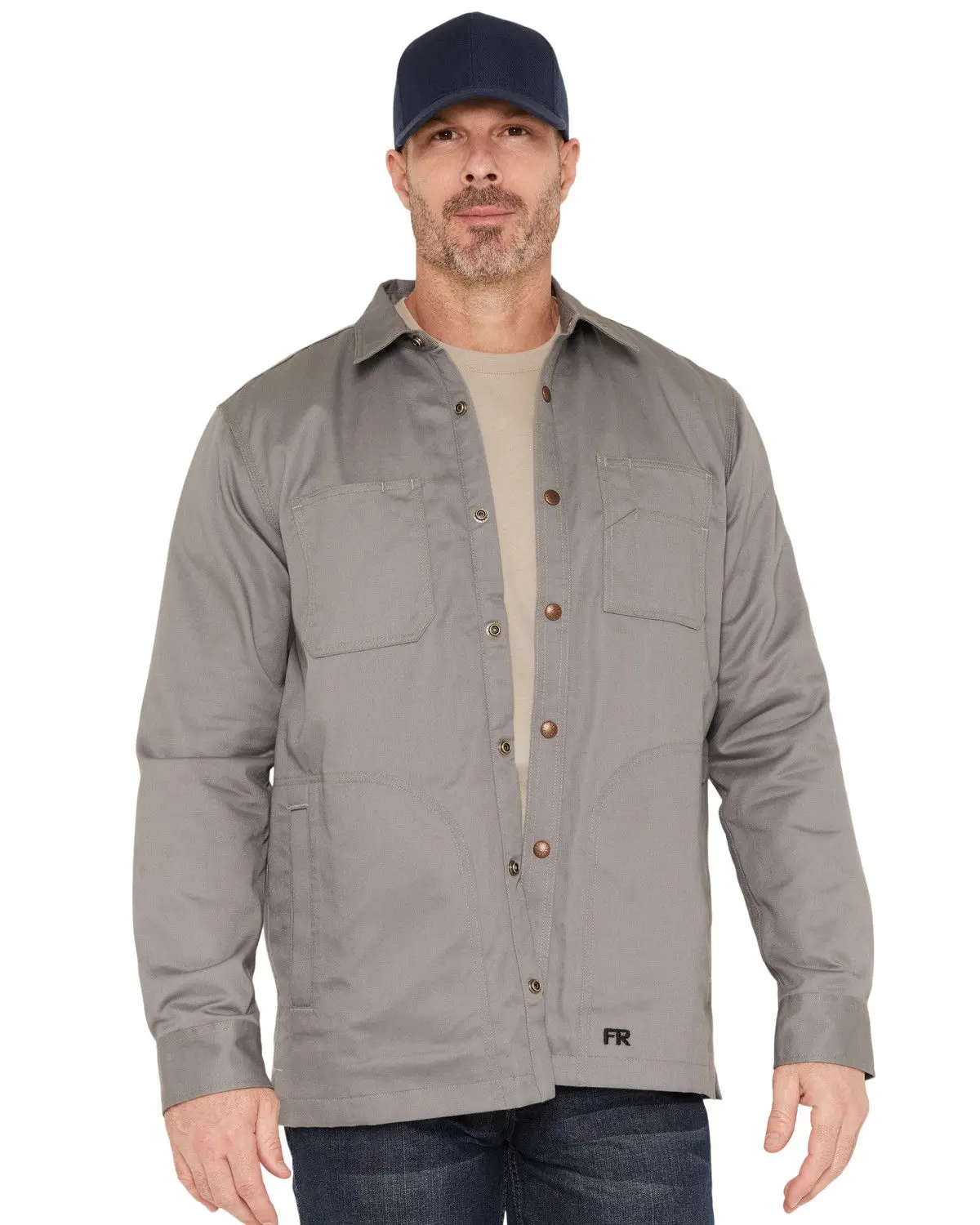 Cody James Men's Men'S Fr Solid Lined Long Sleeve Snap Work Shirt Jacket - Cjfrsp26w20-Gy