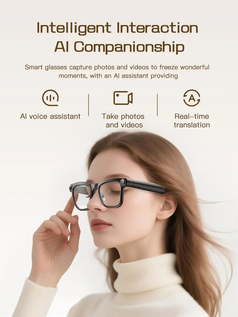 AI Camera Glasses with 8MP Resolution  Convenient Button Touch Adjustment for Travel Outdoor Adventures Hands-Free Photography 160+Languages Real-Time Translation Bluetooth Wireless Wearable Video Recording  gift Multifunctional Audio Sunglasse