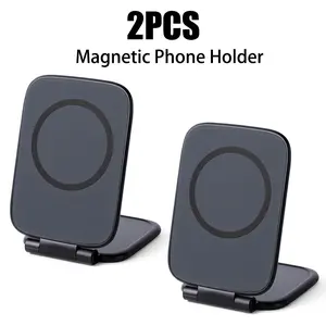 2PCS Thin Foldable Magnetic Car Phone Mount, 270° Foldable, Strong Magnet Secure Grip Stand for Smartphones, Ideal for Gym, Kitchen, Office and Conference Room, Compatible with iPhone & Android