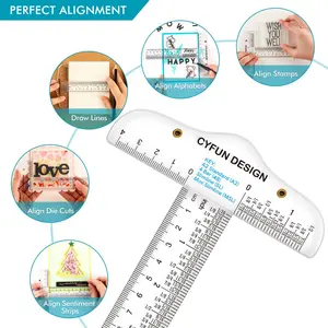 6 inches T-Square Ruler Clear Acrylic Inches And Metric Measurements Straight Ruler DIY Drawing Tool Art Supplies Stationery Portable Measuring Tool Measuring Instrument