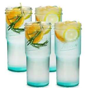 Mason Life 24oz Blue-green Mason Jar Glass Cups with Lids and Straws, Car Cup Holders, Ideal for Iced Coffee, Spring Vibes, Spring Gifts  Drinkware Bottles