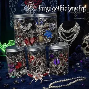 Multiple Gothic jewelry jar sets -25-60 piece jewelry boxes, women's gift sets (necklaces, earrings, rings, bracelets, keychains) - unique birthday gifts