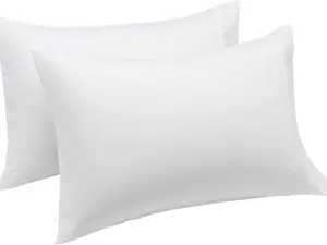 Standard Pillow Cases Set of 2 - Lightweight, Super Soft Easy Care Microfiber, Bright White, 30" L x 20" W, Pillows Not Included