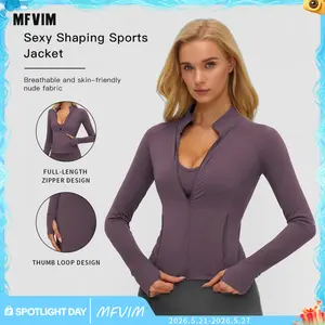 Women's Solid Zip-Up High Neck Sports Crop Jacket by MFVIM - Quick-Dry Long Sleeve Zip-Front Outerwear for Yoga, Gym, Tennis & Pickleball, All-Season Ladies' Athletic Apparel