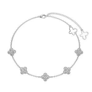 Eternal Clover bracelet  925 Sterling Silver & Gold Plated | Dainty Lucky Flower Charm Adjustable Chain