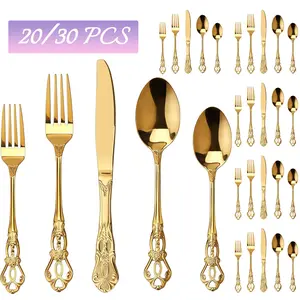 Elegant Retro Cutlery Set, Dinnerware Service Set, Tableware Set for 4-6 People, Stainless Steel Dining Utensils, Includes Knife Fork Spoon, Perfect Gift Idea