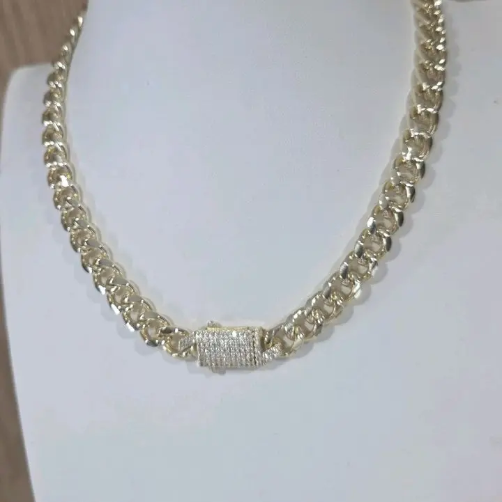 Monaco Gold Plated Chain with Pavé Brooch – 16” or 20” Length, Elegant Design