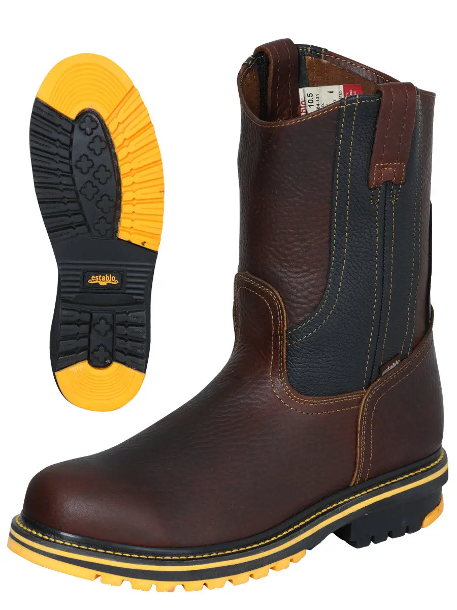 Men's Work Boots Stable in Bull Fight Leather with Rubber Sole