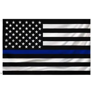 Blue Line American 3x5Ft Flag  Blue Lives Matter USA Tapestry for Wall Hanging College Dorm Room Outdoor Decor Banner