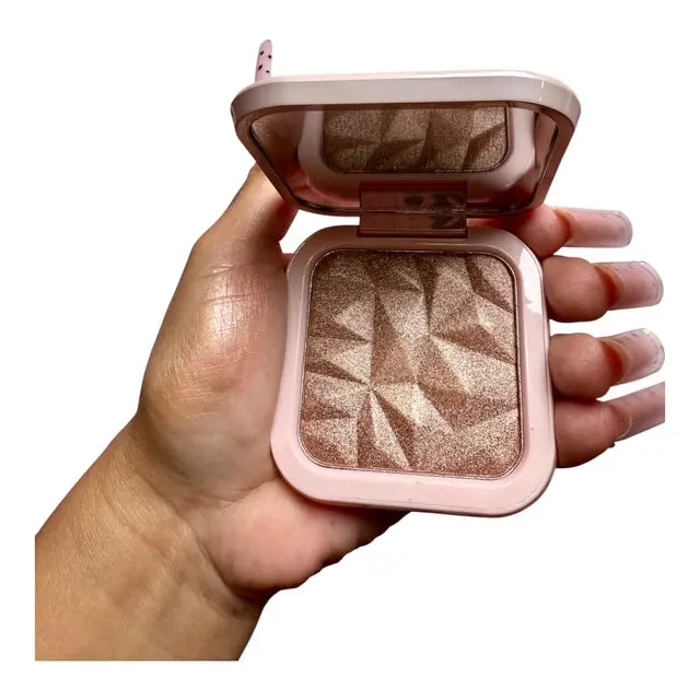 Halo Glow Champagne Bronze Highlighter with Luxe Pearl Pink Compact and Mirror for Natural Halo Effect