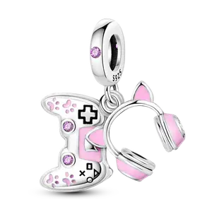 MULA Play & Win Charm - 925 Silver-plated Gamer Controller and Headphones Charm, Ultimate Gift for Game Lovers, Pandora Compatible Bracelet and Necklace