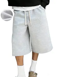 Men’s casual wide-leg shorts with an elastic drawstring waistband, solid color for all seasons, sporty fit, soft and comfortable for everyday wear, street-style shorts