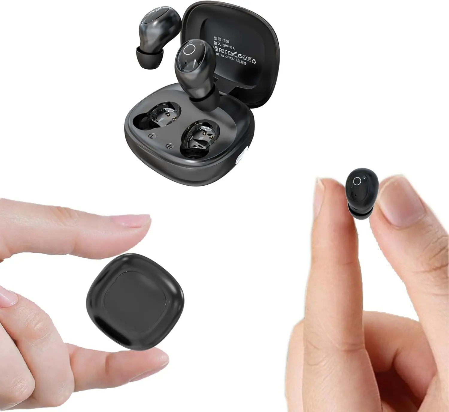 MSHUKCOE Micro Invisible Wireless Earbuds, Ergonomic Cordless Bluetooth Earphones with ENC Noise Canceling, HIFI Stereo Audio, Water Resistant, Type-C Charging for Side Sleepers