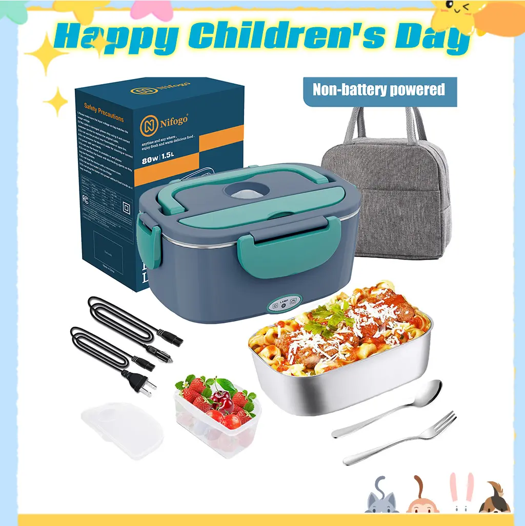 Nifogo Electric Lunch Box Food Heater for Adults,  Plug-in Heating Lunch Box,Heated Lunch Box12V/24V/110V Portable Food Warmerfor Car