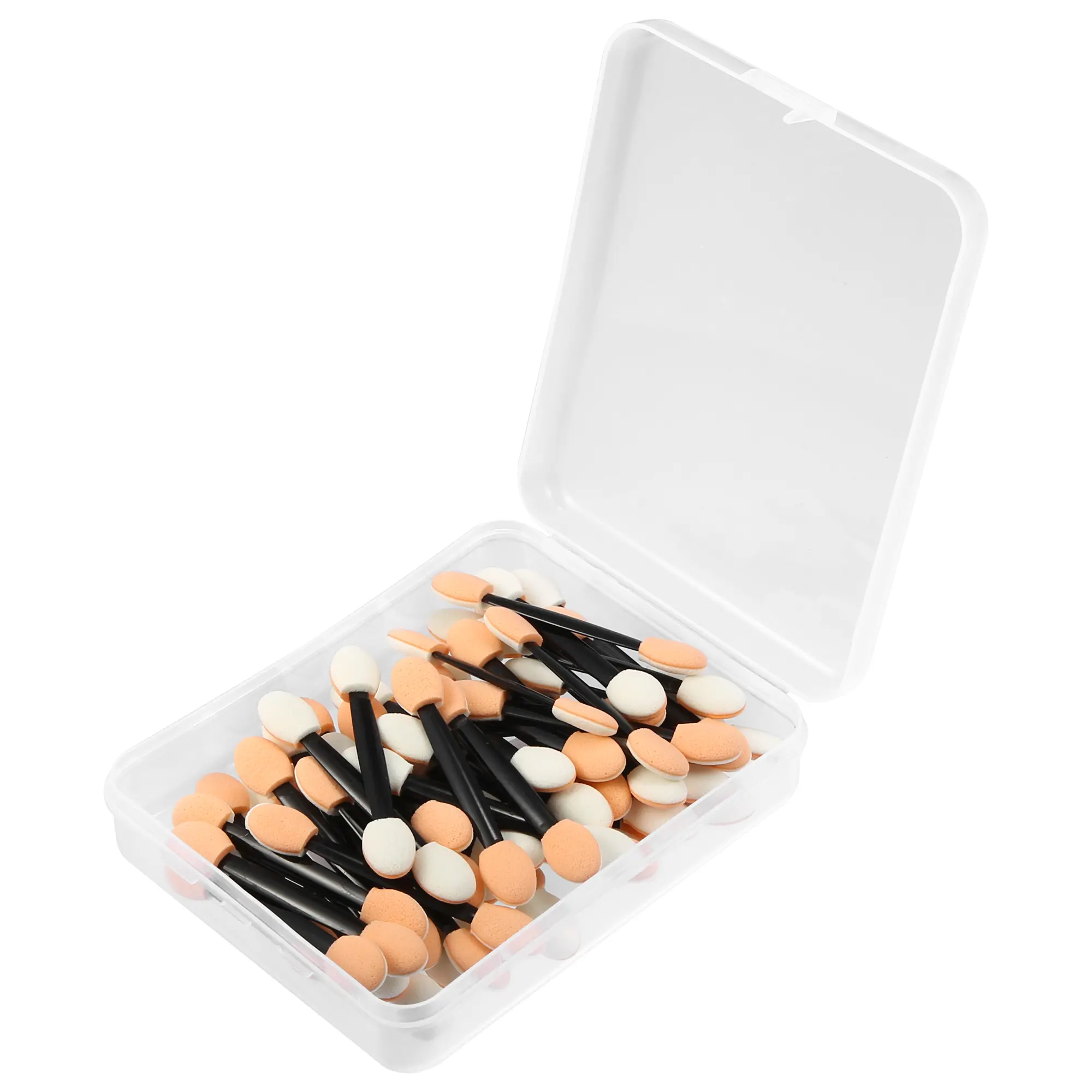 VOCOSTE 50 Pcs Dual Sides Eye Shadow Sponge Applicators with Container, Eyeshadow Brushes Makeup Applicator, Black