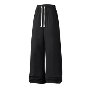 Men's Solid Color Fleece Lined Drawstring Waist Joggers, Autumn and spring Casual Slim Fit Straight Black Pants pantalones para hombre