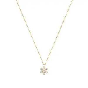 14K Diamond Dainty Daisy Gold Necklace