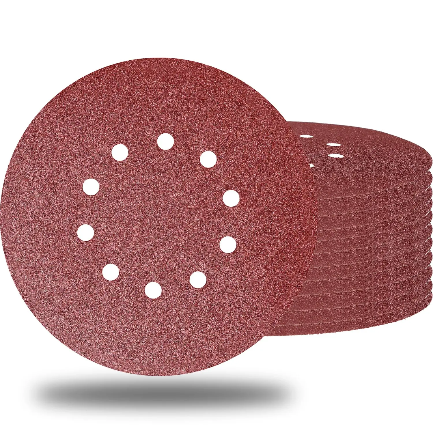 Hook & Loop Drywall Sandpaper Discs, 9 in 10 Hole 120 Grit Aluminum Oxide Abrasive Sheets with Stearate Anti-Clog Coat, 10 Pieces Sanders Pad for Drywall Sander, Wall Repair, Automotive Trimming & Plastic Surface Polishing