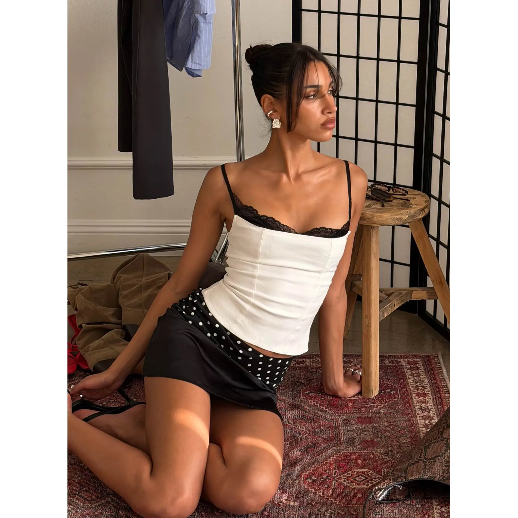 Renaissance Corset Lace Top White / Black